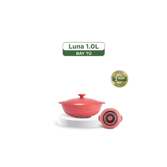 Nồi dưỡng sinh Luna (Nồi cạn) 1.0 L + nắp (CK) (bếp từ) - Màu Đỏ 2  A001_211039507T