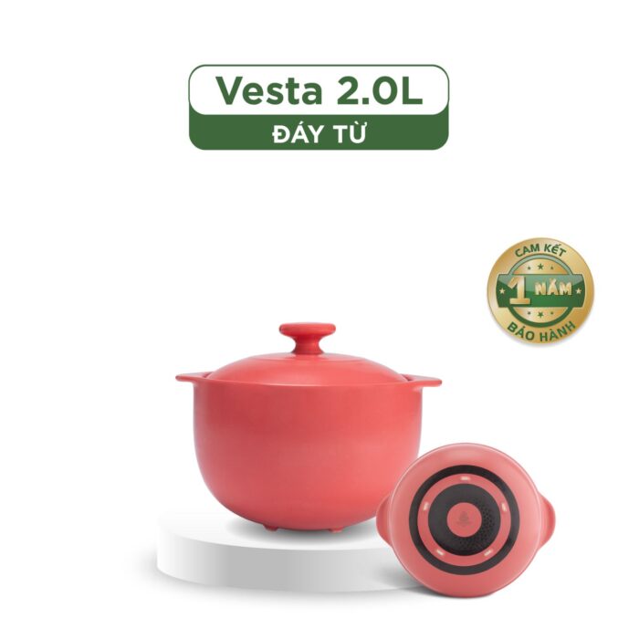 Nồi dưỡng sinh Vesta (Nồi tròn cao) 2.0 L + nắp (CK) (bếp từ) - Màu Đỏ 2 A001_660228507T