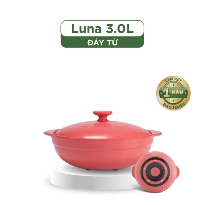 Nồi dưỡng sinh Luna (Nồi cạn) 3.0 L + nắp (CK) (bếp từ) - HealthyCook - Màu Đỏ 2 A001_213039507T