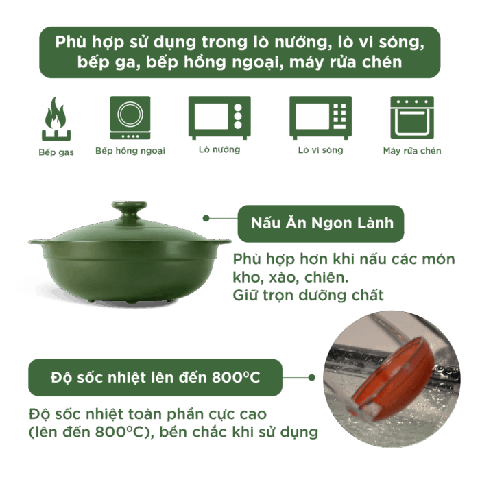  Nồi dưỡng sinh Luna (Nồi cạn) 3.0 L + nắp (CK) - Xanh Rêu A001_213039464gomminhlong.com