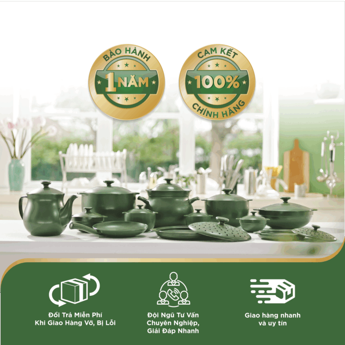  Nồi dưỡng sinh Luna (Nồi cạn) 3.0 L + nắp (CK) - Xanh Rêu A001_213039464gomminhlong.com