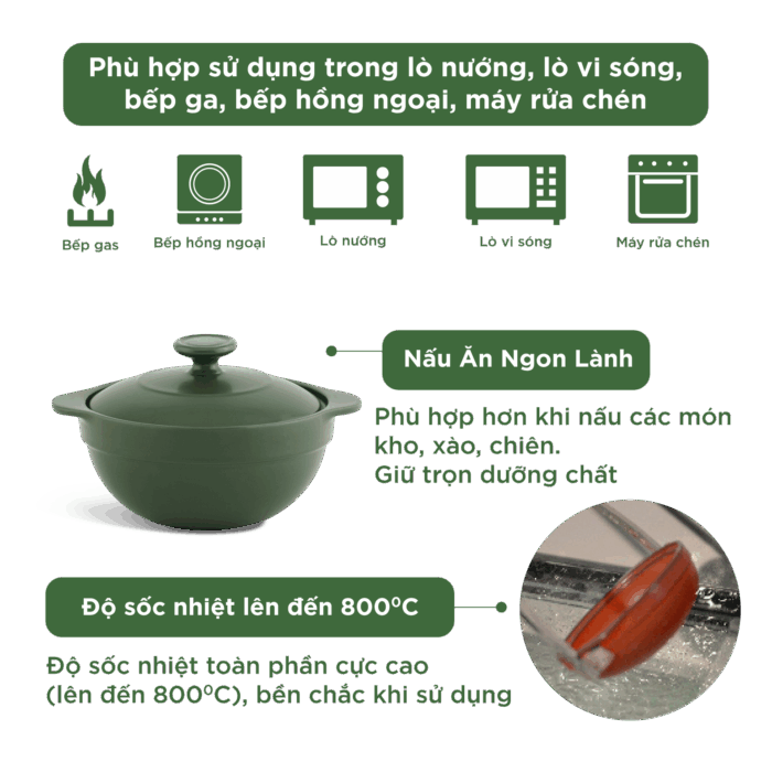  Nồi dưỡng sinh Luna 0.55L + nắp - Healthy Cook - Xanh Rêu A001_215583464gomminhlong.com