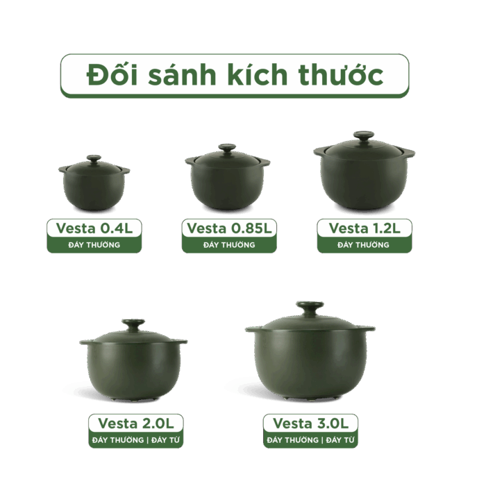  Nồi dưỡng sinh Vesta 3.0 L + nắp (CK) - Healthy Cook - Xanh Rêu A001_660328464gomminhlong.com