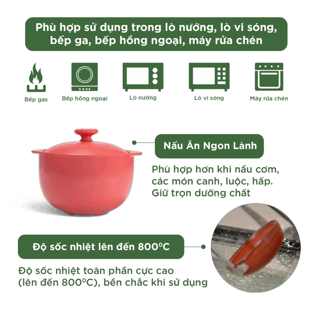 Nồi dưỡng sinh Vesta 3.0 L + nắp (CK) - Healthy Cook - Màu Đỏ 2 A001_660328507gomminhlong.com