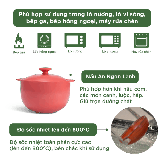  Nồi dưỡng sinh Vesta 3.0 L + nắp (CK) - Healthy Cook - Màu Đỏ 2 A001_660328507gomminhlong.com