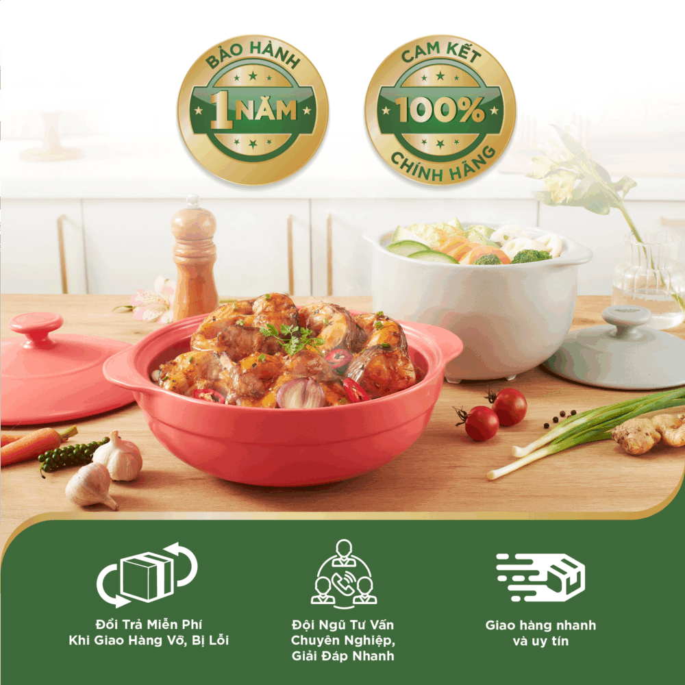 Nồi dưỡng sinh Vesta 3.0 L + nắp (CK) - Healthy Cook - Màu Đỏ 2 A001_660328507gomminhlong.com