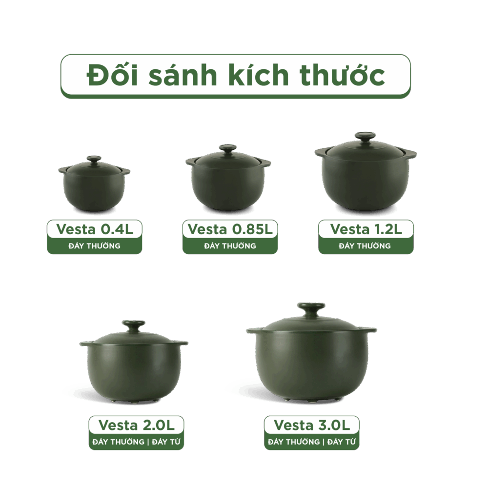 Nồi dưỡng sinh Vesta (Nồi tròn cao) 1.2 L + nắp (CK) - Xanh Rêu A001_661028464gomminhlong.com
