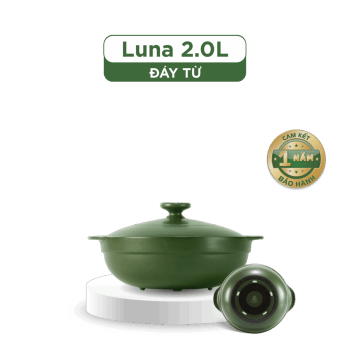 Nồi dưỡng sinh Luna (Nồi cạn) 2.0 L + nắp (CK) (bếp từ) - Xanh Rêu A001_212039464Tgomminhlong.com