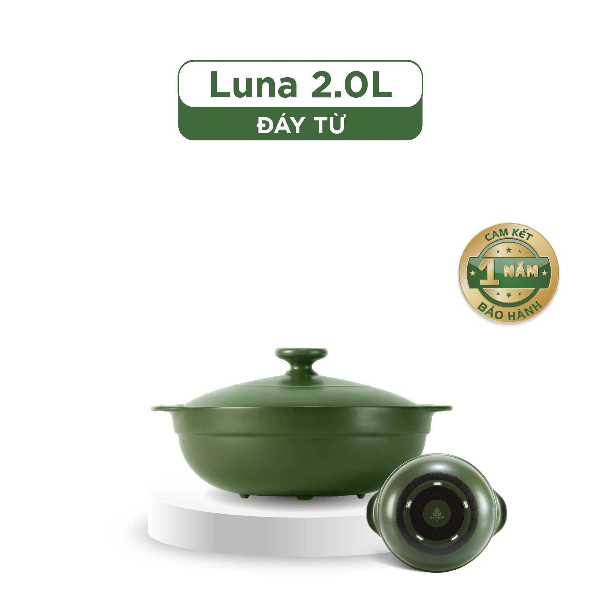 Nồi dưỡng sinh Luna (Nồi cạn) 2.0 L + nắp (CK) (bếp từ) - Xanh Rêu A001_212039464Tgomminhlong.com