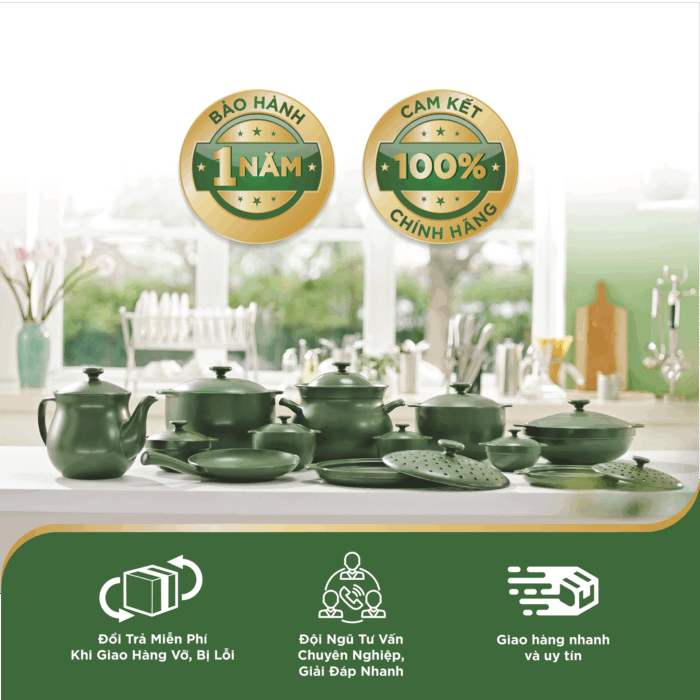  Nồi dưỡng sinh Luna (Nồi cạn) 2.0 L + nắp (CK) (bếp từ) - Xanh Rêu A001_212039464Tgomminhlong.com