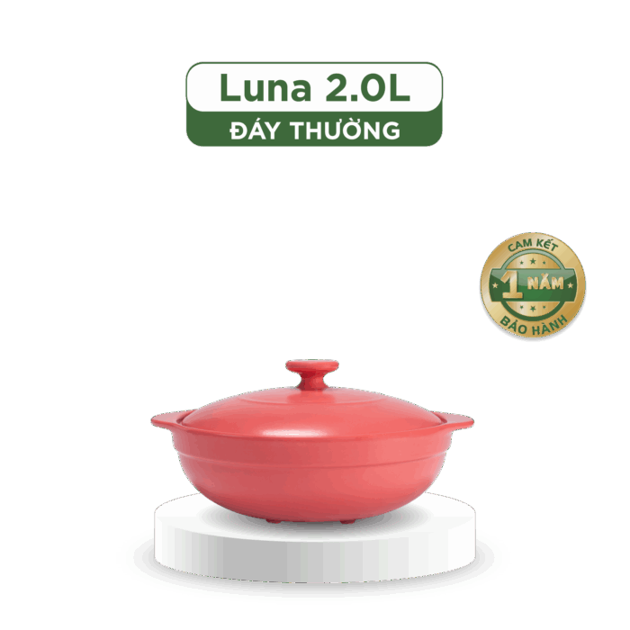 Nồi dưỡng sinh Luna (Nồi cạn) 2.0 L + nắp (CK) - Màu Đỏ 2 A001_212039507gomminhlong.com