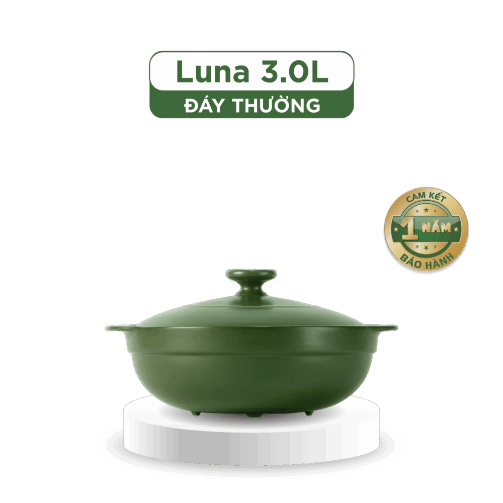 Nồi dưỡng sinh Luna (Nồi cạn) 3.0 L + nắp (CK) - Xanh Rêu A001_213039464gomminhlong.com