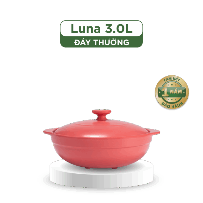 Nồi dưỡng sinh Luna (Nồi cạn) 3.0 L + nắp (CK) - Màu Đỏ 2 A001_213039507gomminhlong.com