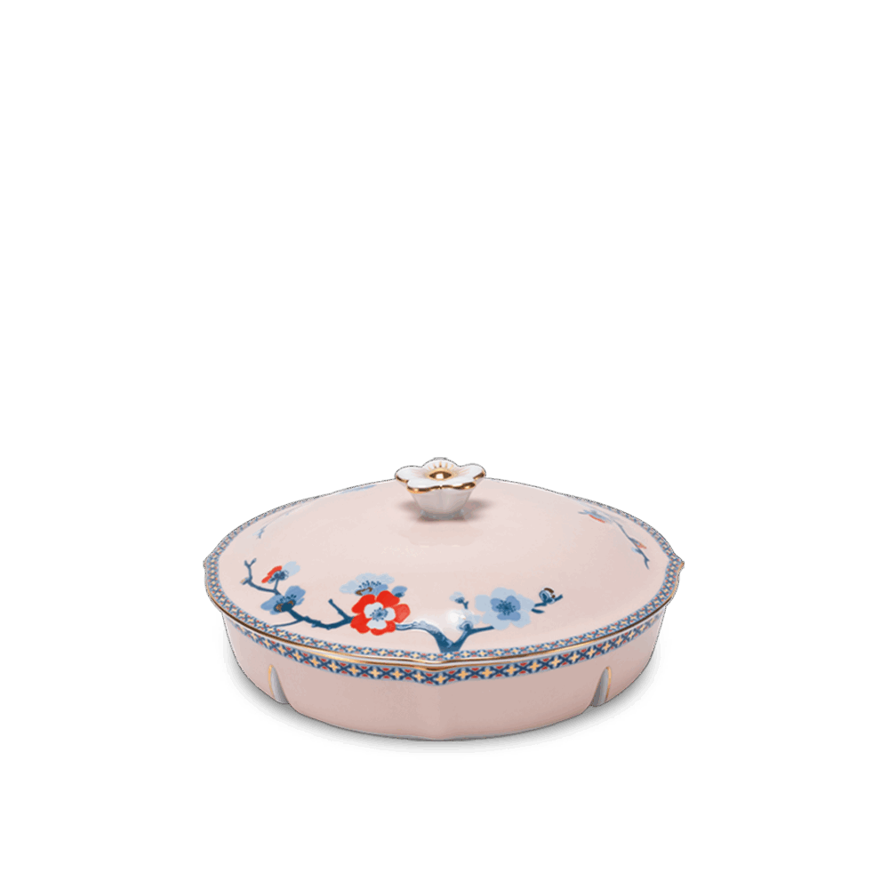 Khay mứt 5 ngăn - Hoa Đào Thịnh Vượng (Viền vàng) A001_212471496Bgomminhlong.com