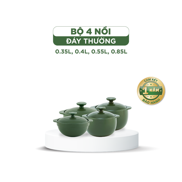 Bộ 4 Nồi Dưỡng Sinh (Bếp gas, hồng ngoại) - HealthyCook (0.35L/0.55L - 0.4L/0.85L) A001_BONOIM5gomminhlong.com