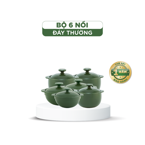 Bộ 6 Nồi Sứ Dưỡng Sinh (0.35L/ 2X0.55L - 0.4L/ 2X0.85L) A001_BONOIM6gomminhlong.com