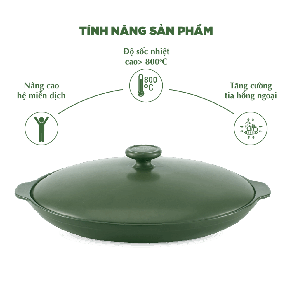 Chảo chiên dưỡng sinh 35cm + nắp - HealhyCook - Xanh rêu A001_663522464gomminhlong.com