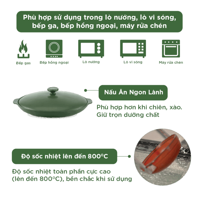  Chảo chiên dưỡng sinh 35cm + nắp - HealhyCook - Xanh rêu A001_663522464gomminhlong.com