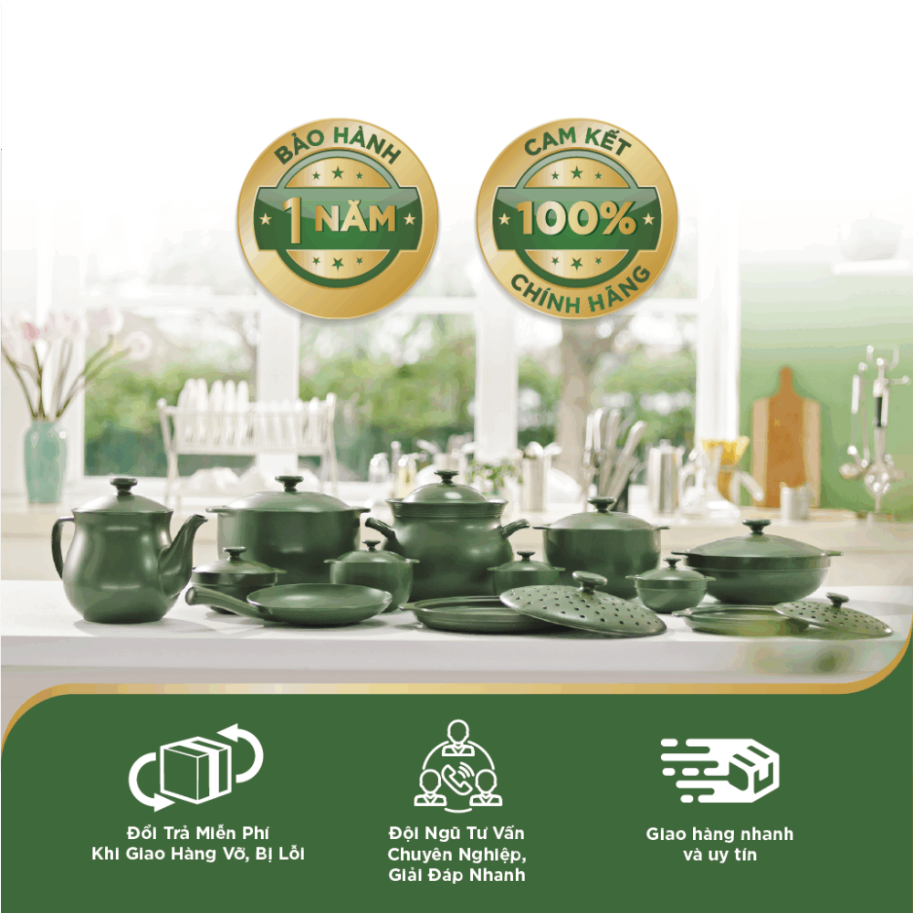 Chảo chiên dưỡng sinh 35cm + nắp - HealhyCook - Xanh rêu A001_663522464gomminhlong.com