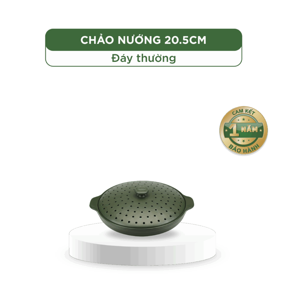 Chảo nướng dưỡng sinh 20.5 cm + nắp có lỗ A001_062098464gomminhlong.com