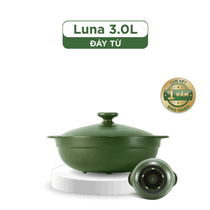  Nồi dưỡng sinh Luna (Nồi cạn) 3.0 L + nắp (CK) - Xanh Rêu A001_213039464Tgomminhlong.com