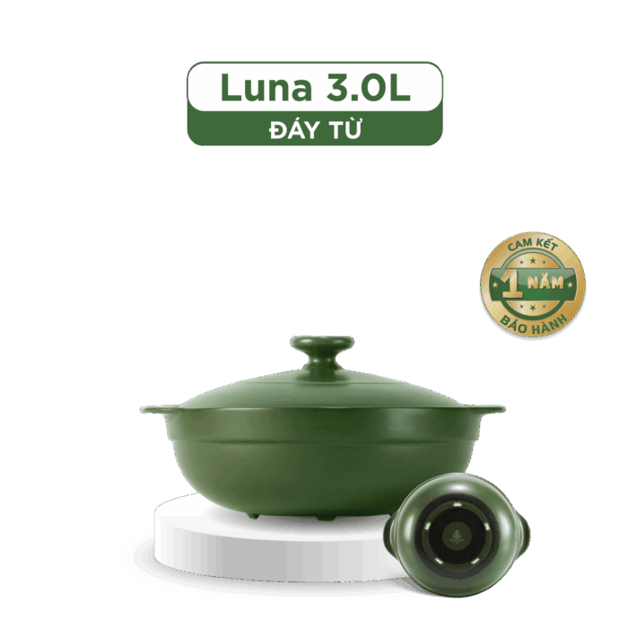 Nồi dưỡng sinh Luna (Nồi cạn) 3.0 L + nắp (CK) - Xanh Rêu A001_213039464Tgomminhlong.com
