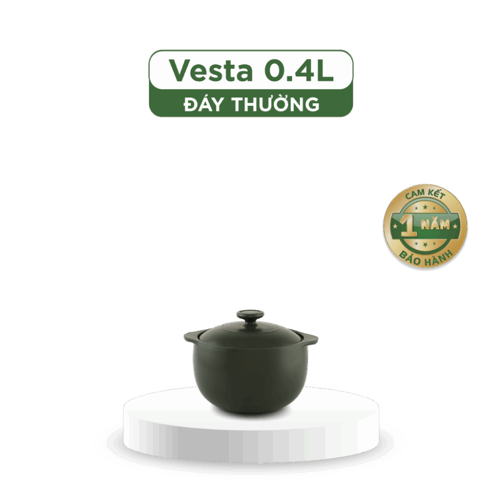 Nồi dưỡng sinh Vesta (Nồi tròn cao) 0.4 L + nắp (CK) - Xanh Rêu A001_660423464gomminhlong.com