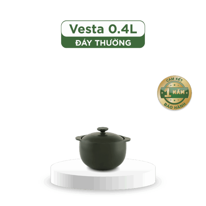 Nồi dưỡng sinh Vesta (Nồi tròn cao) 0.4 L + nắp (CK) - Xanh Rêu A001_660423464gomminhlong.com