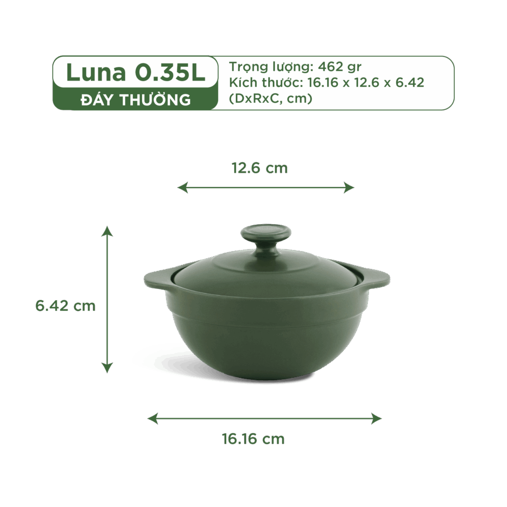 Nồi dưỡng sinh Luna 0.35L + nắp - Healthycook - Xanh Rêu A001_213583464gomminhlong.com