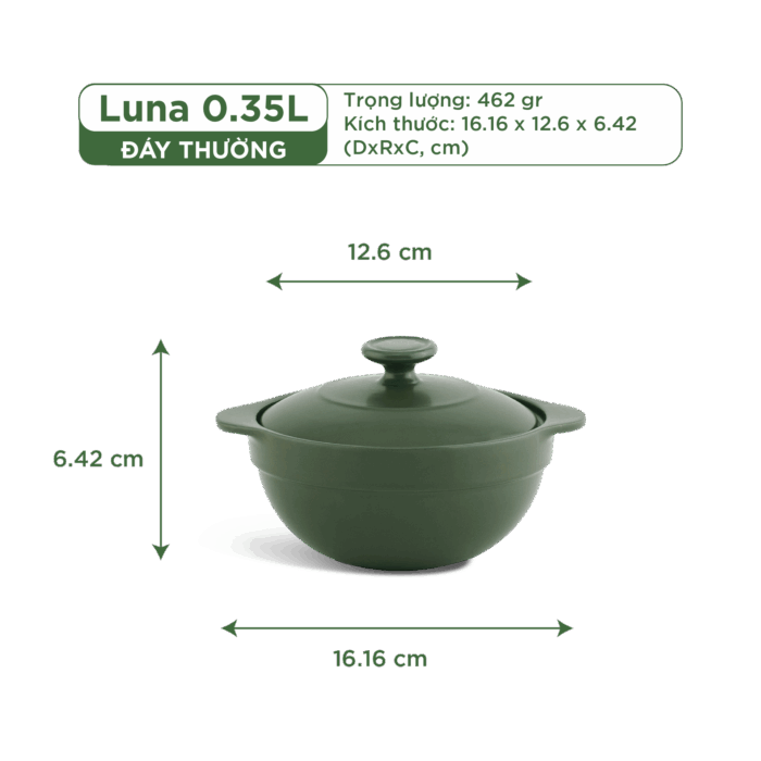  Nồi dưỡng sinh Luna 0.35L + nắp - Healthycook - Xanh Rêu A001_213583464gomminhlong.com