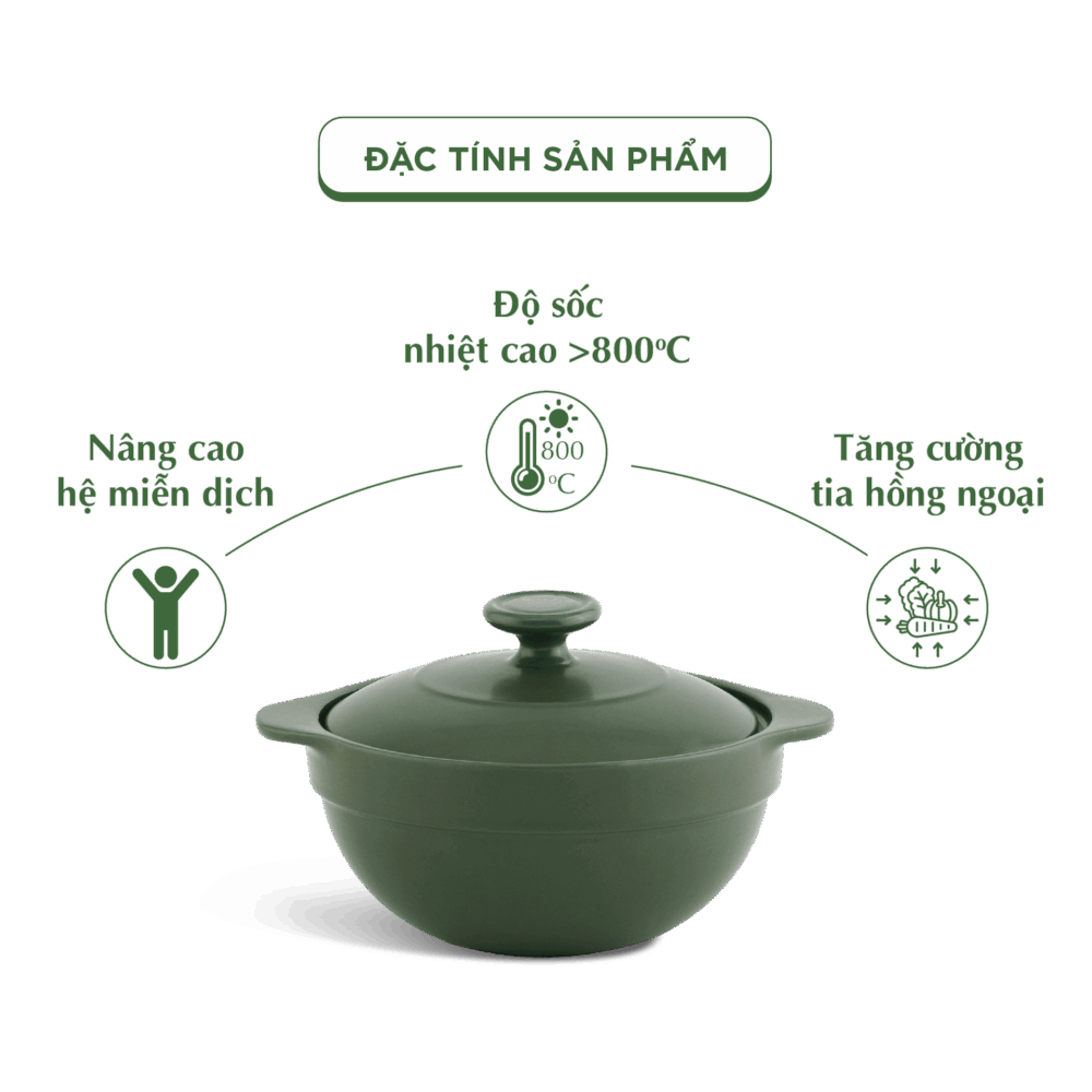 Nồi dưỡng sinh Luna 0.35L + nắp - Healthycook - Xanh Rêu A001_213583464gomminhlong.com