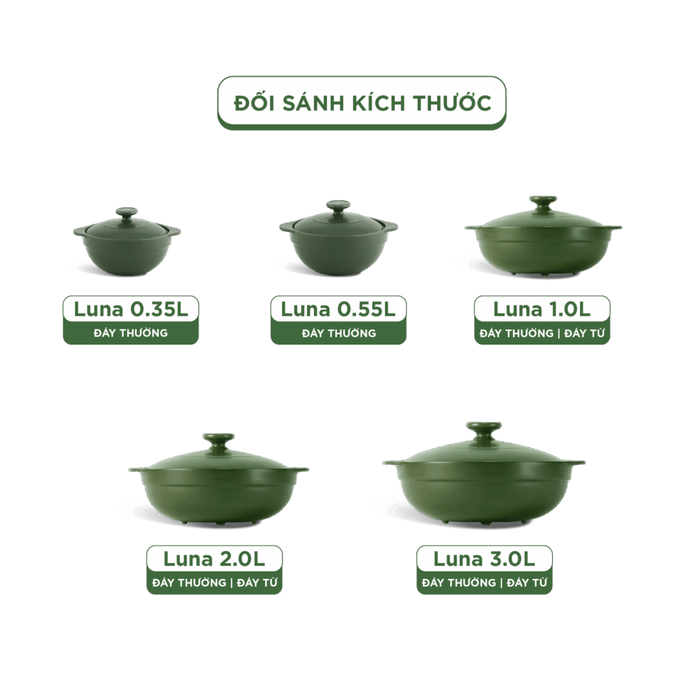 Nồi dưỡng sinh Luna 0.35L + nắp - Healthycook - Xanh Rêu A001_213583464gomminhlong.com