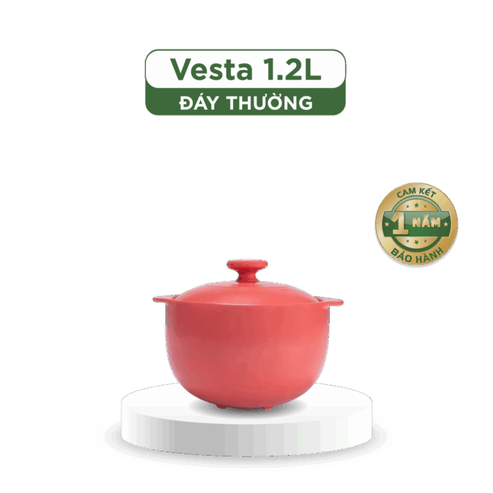  Nồi dưỡng sinh Vesta (Nồi tròn cao) 1.2 L + nắp (CK) - Màu Đỏ 2 A001_661028507gomminhlong.com