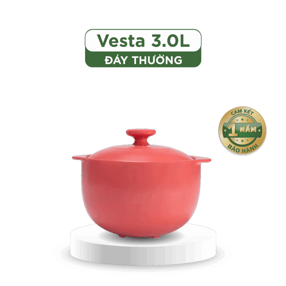 Nồi dưỡng sinh Vesta 3.0 L + nắp (CK) - Healthy Cook - Màu Đỏ 2 A001_660328507gomminhlong.com