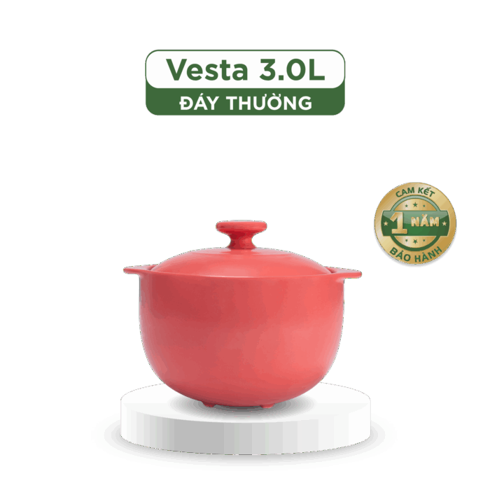 Nồi dưỡng sinh Vesta 3.0 L + nắp (CK) - Healthy Cook - Màu Đỏ 2 A001_660328507gomminhlong.com