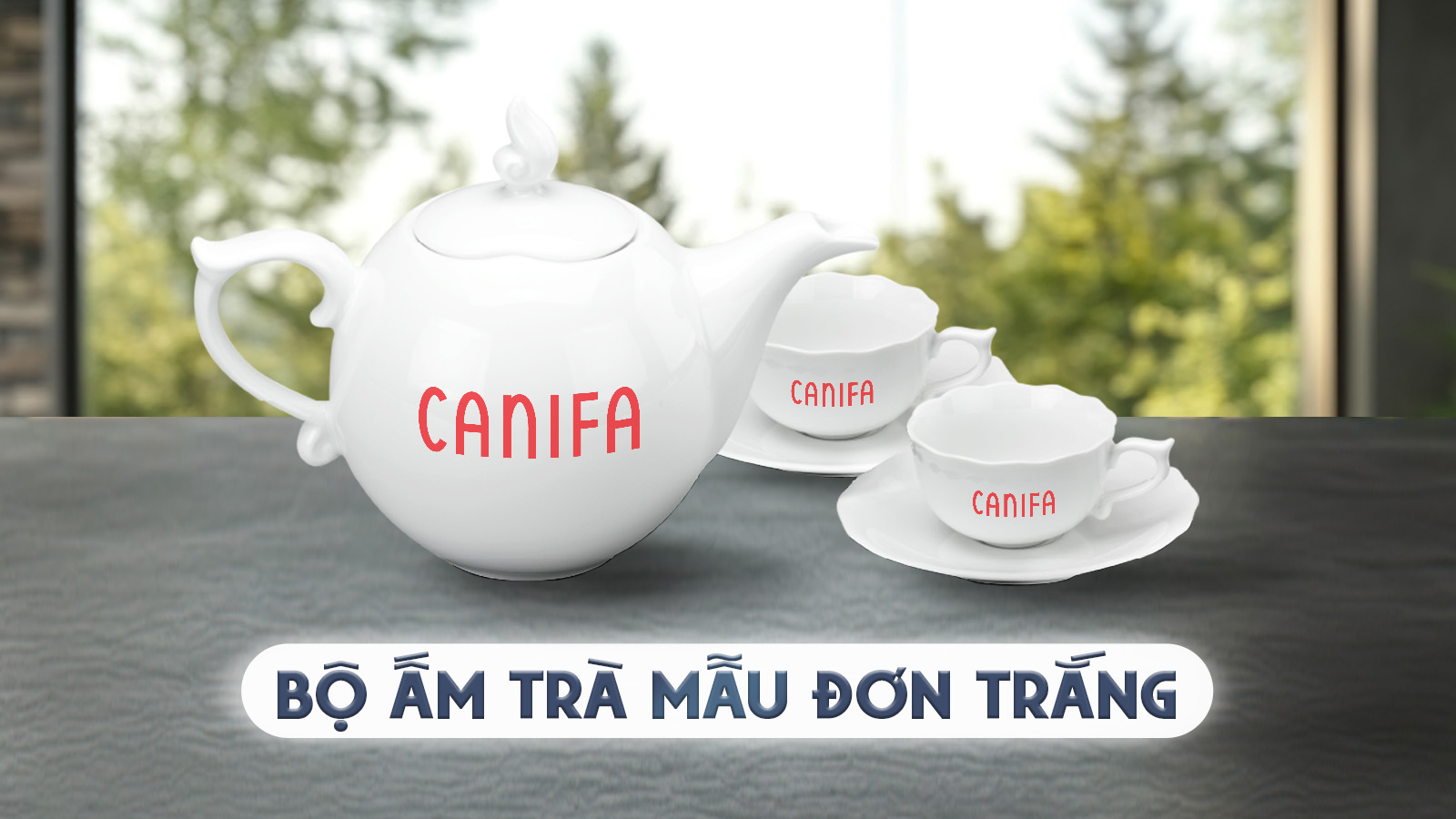 Bộ ấm trà Mẫu Đơn Trắng